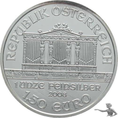 BILLIG! 2008 Österreich 1 Unze Feinsilber 1.5 Euro Wiener Philharmoniker